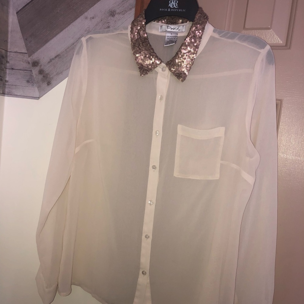 Pinky button down blouse